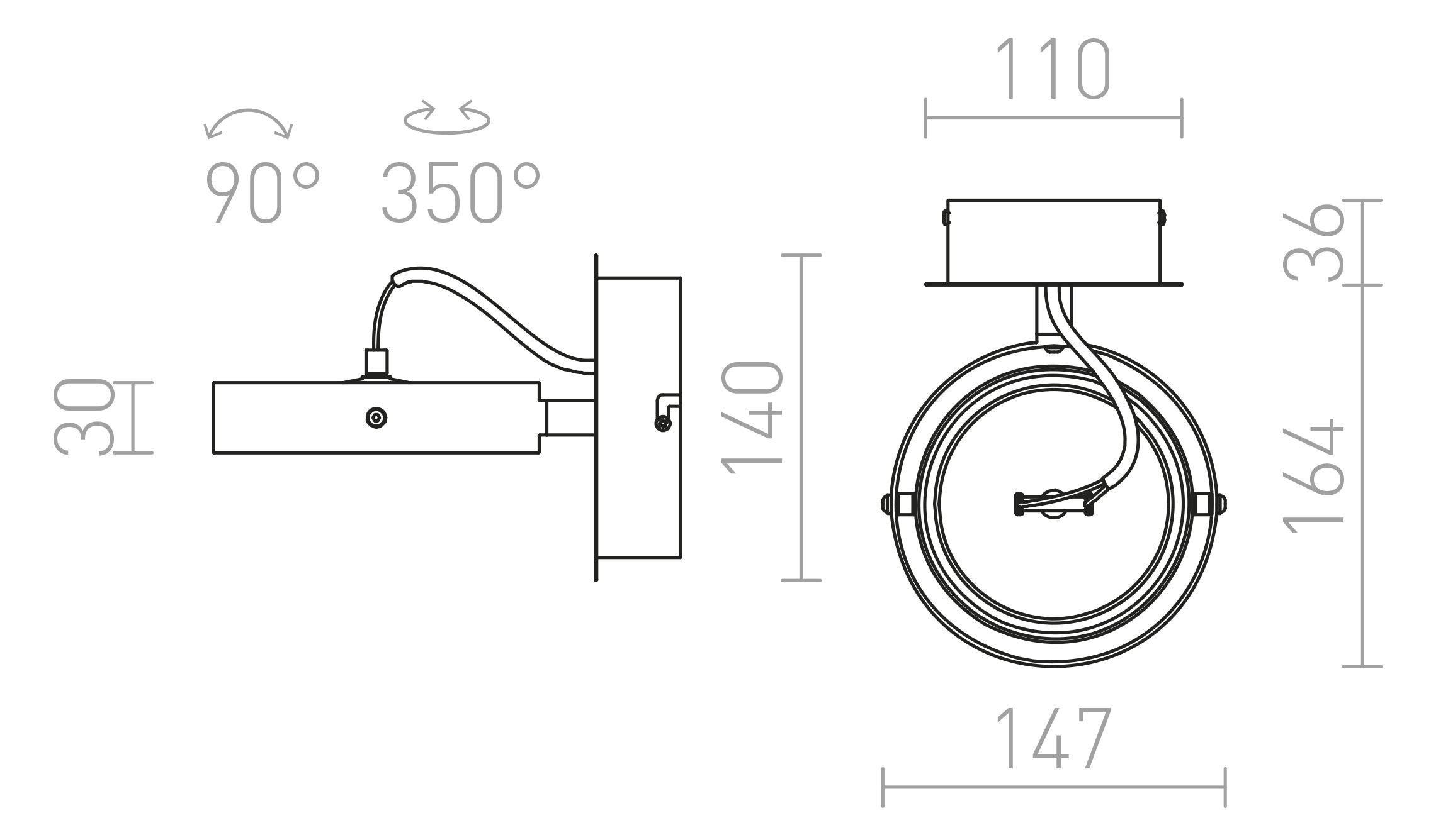 CASSIE wall lamp - Product sketch