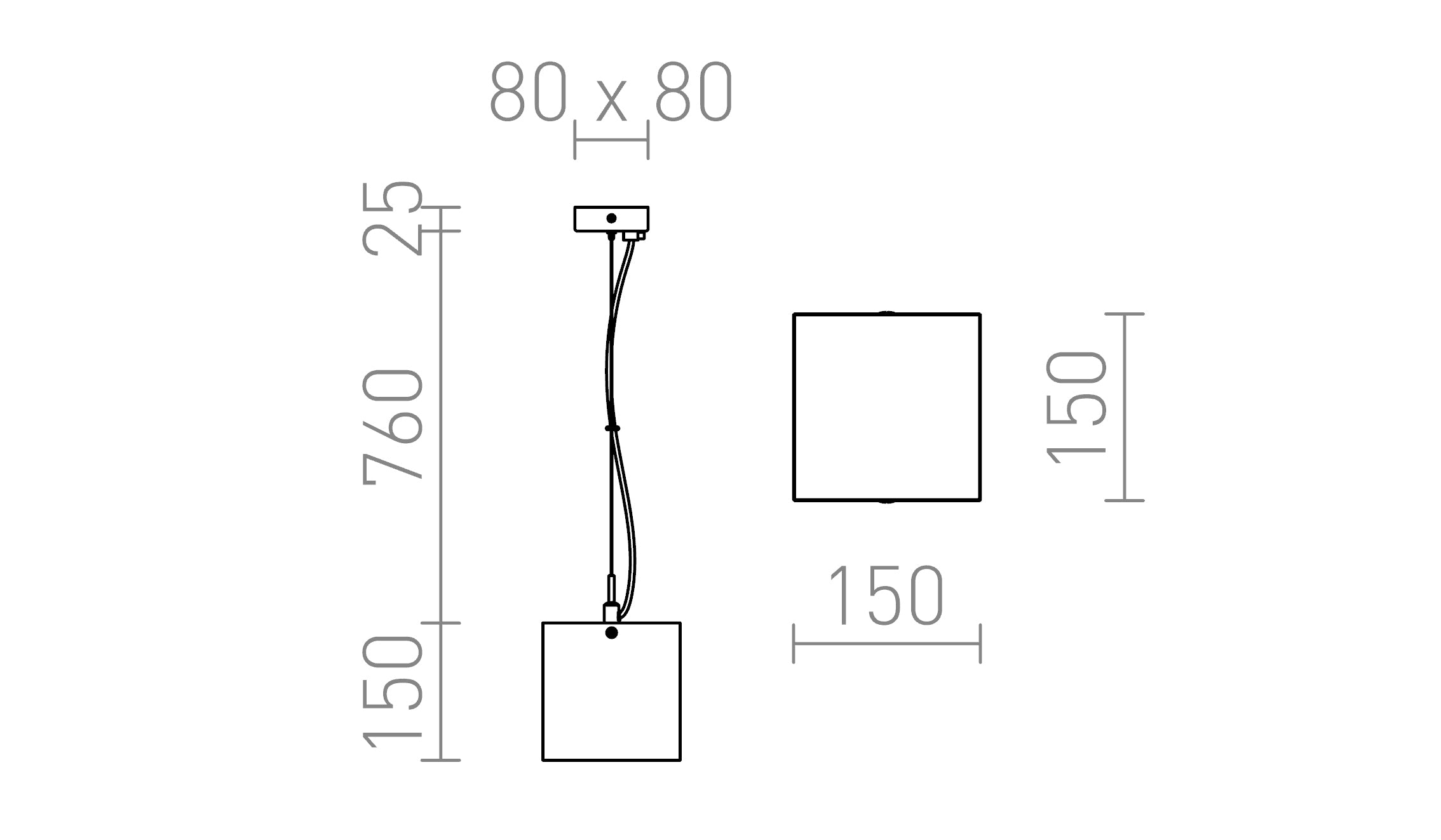 LUCIA 15x15 viseća lampa - Product sketch