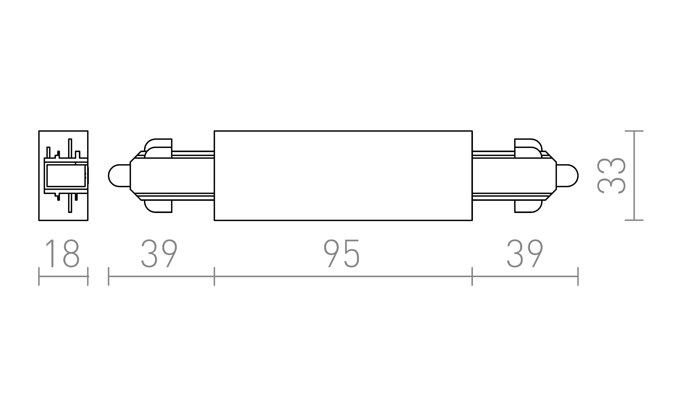 1F ίσιος συνδετήρας με feed-in λαμπτήρας - Product sketch