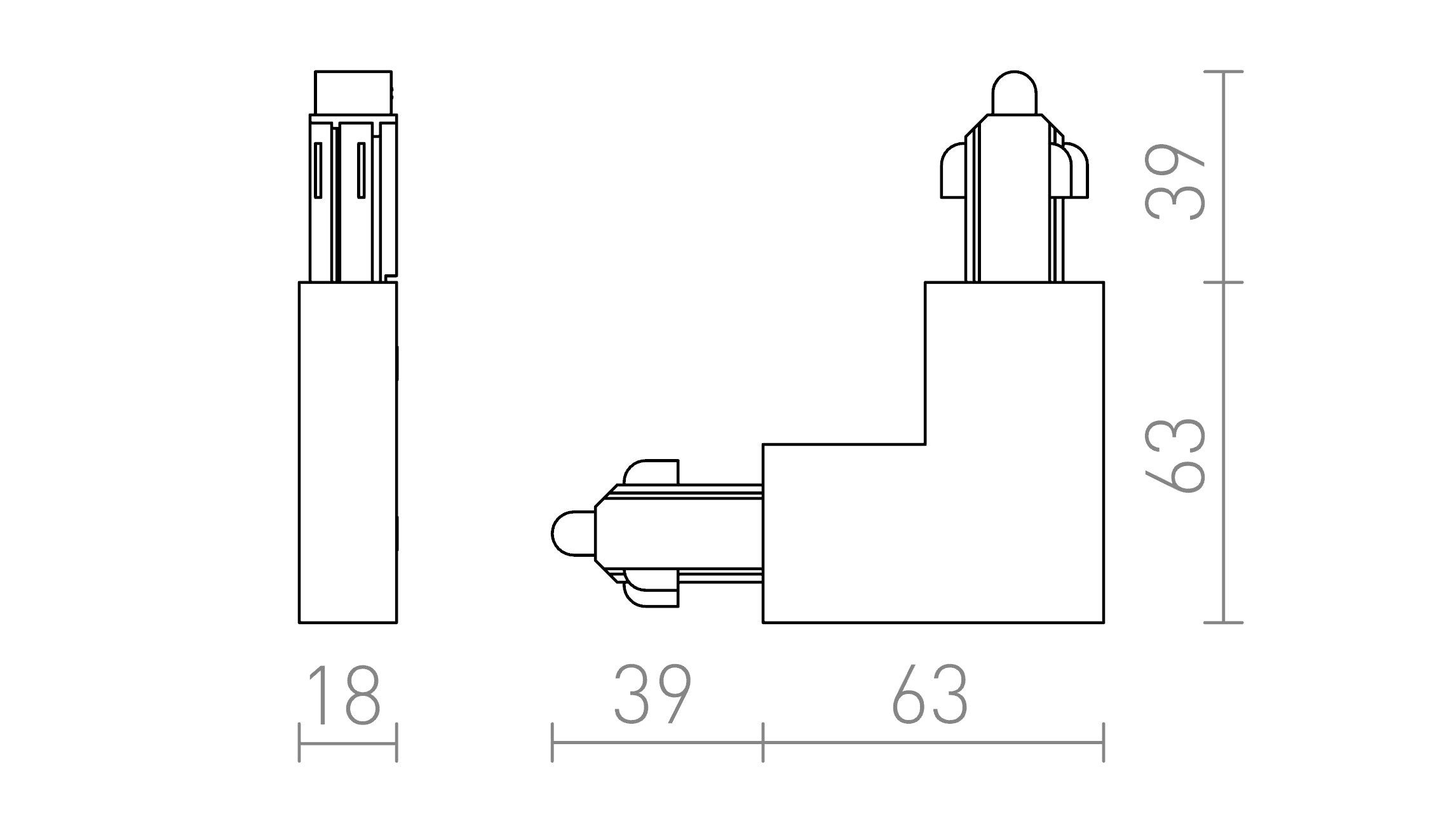 1F L conector polaridad externa lámpara - Product sketch