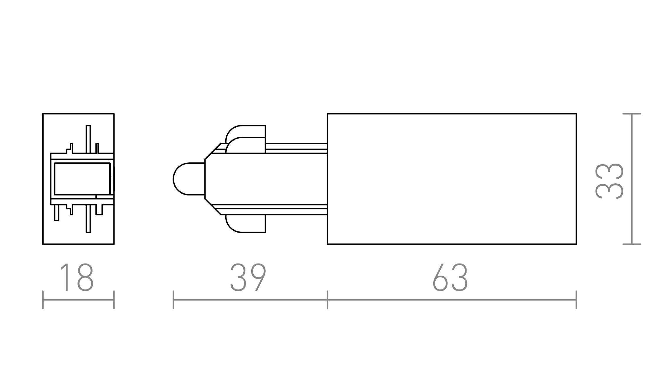 1F feed-in, αριστερή πολικότητα λαμπτήρας - Product sketch