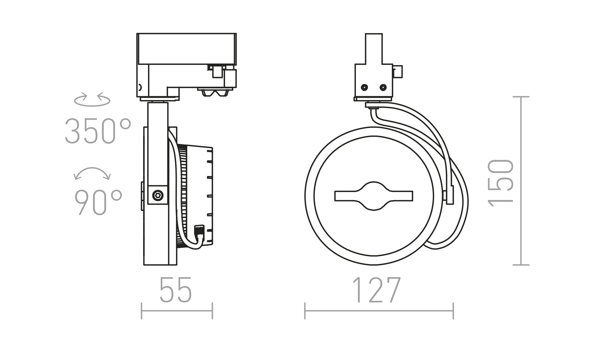 KELLY LED DIMM for 3-circuit tracks - Product sketch