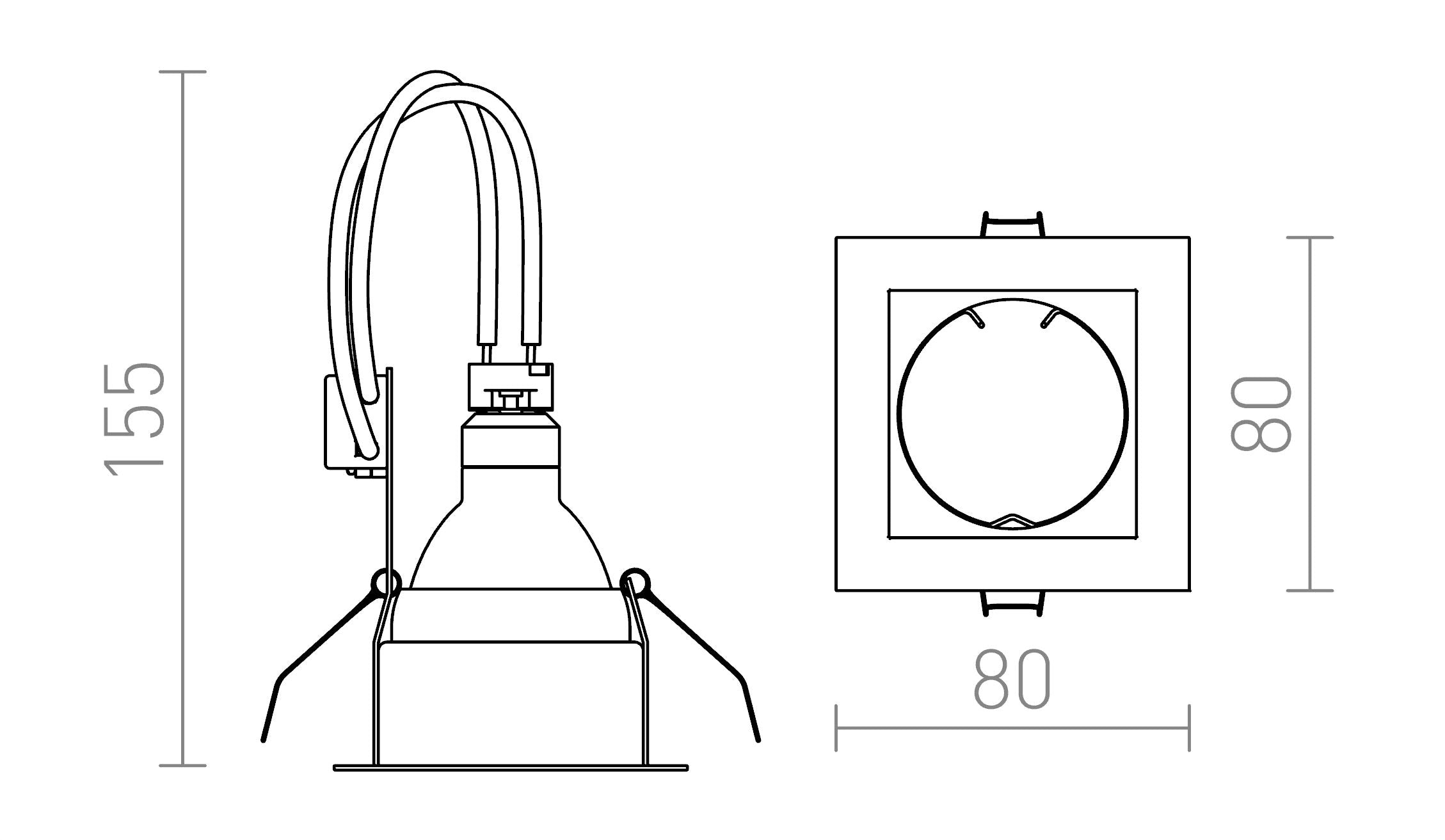 MERIKO GU10 kiinteä lamppu - Product sketch