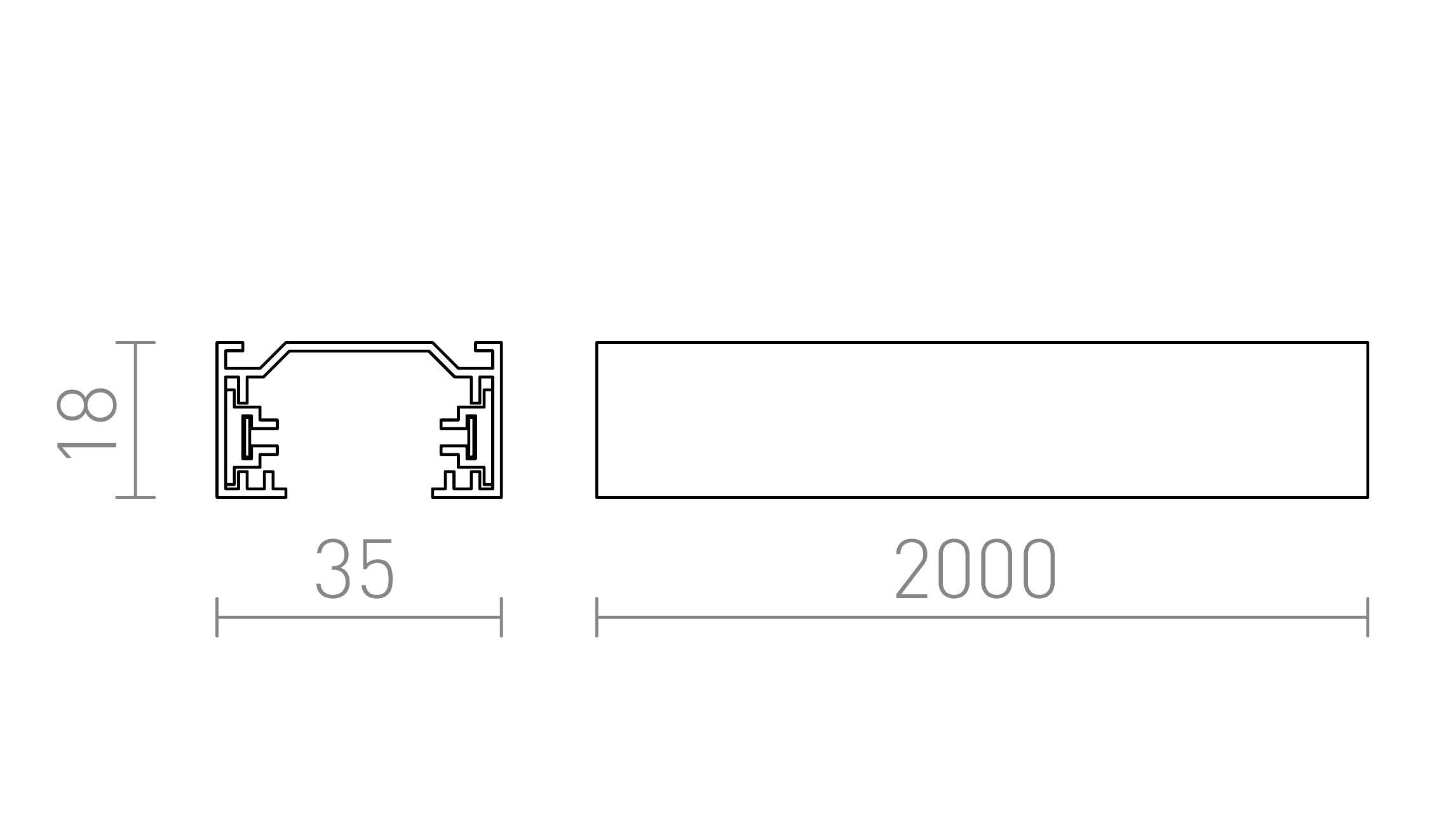 1F 2m track lamp - Product sketch