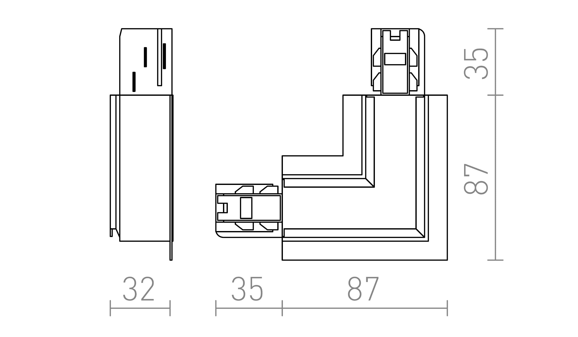 EUTRAC L conexiune interioară pentru șină încastrată - Product sketch