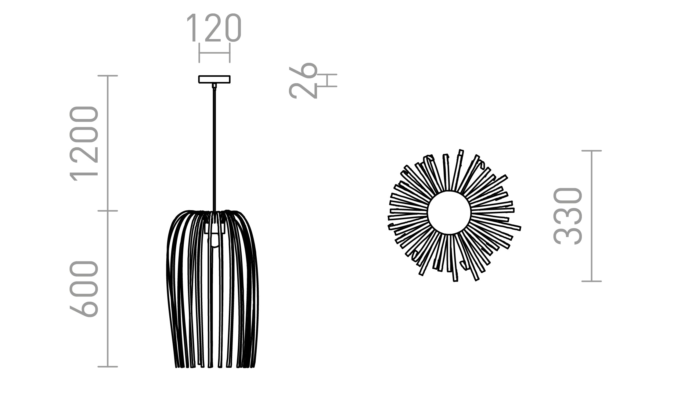 ZALA κρεμαστό λαμπτήρας - Product sketch