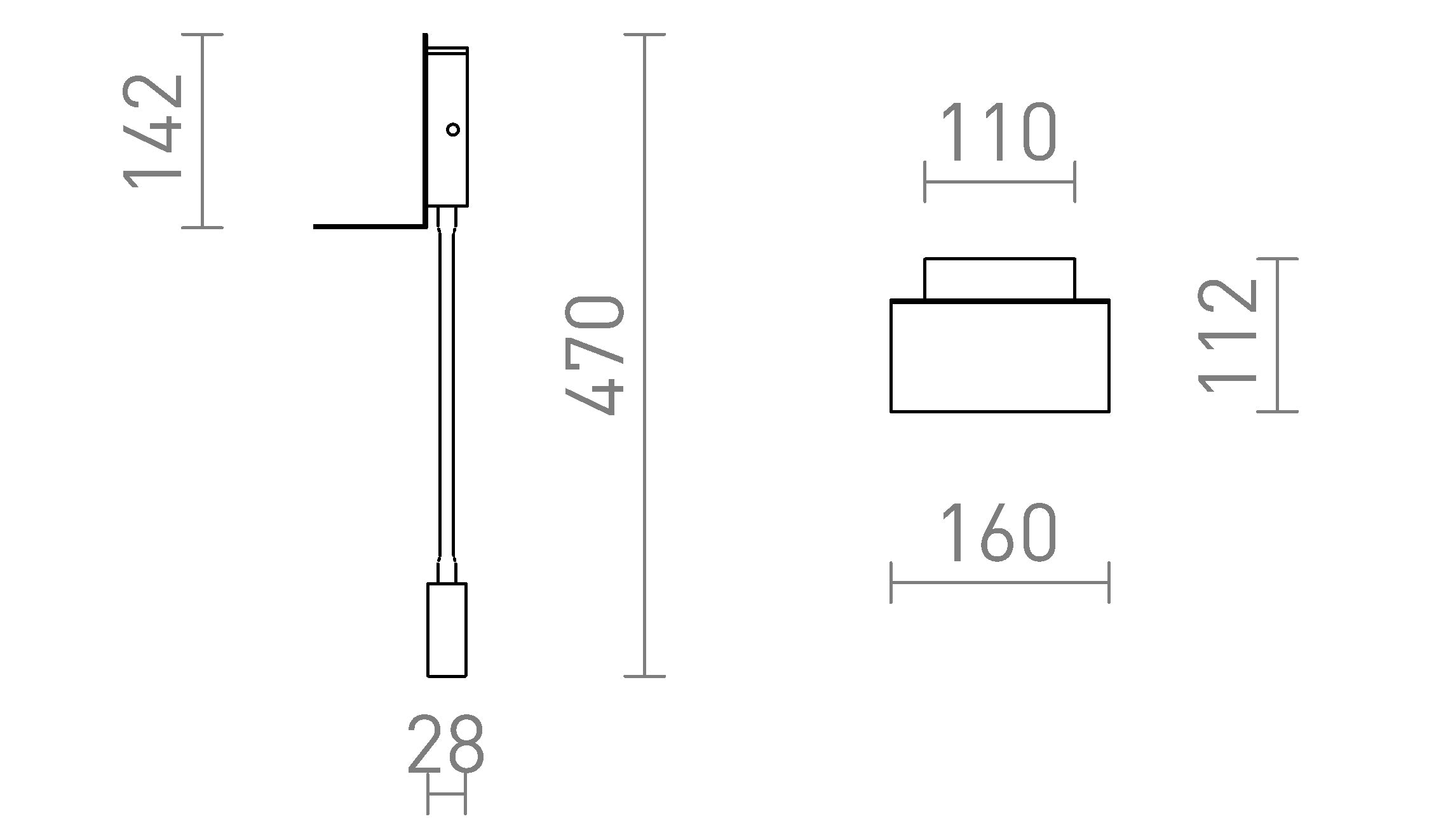 ROSTAM wall with USB - Product sketch
