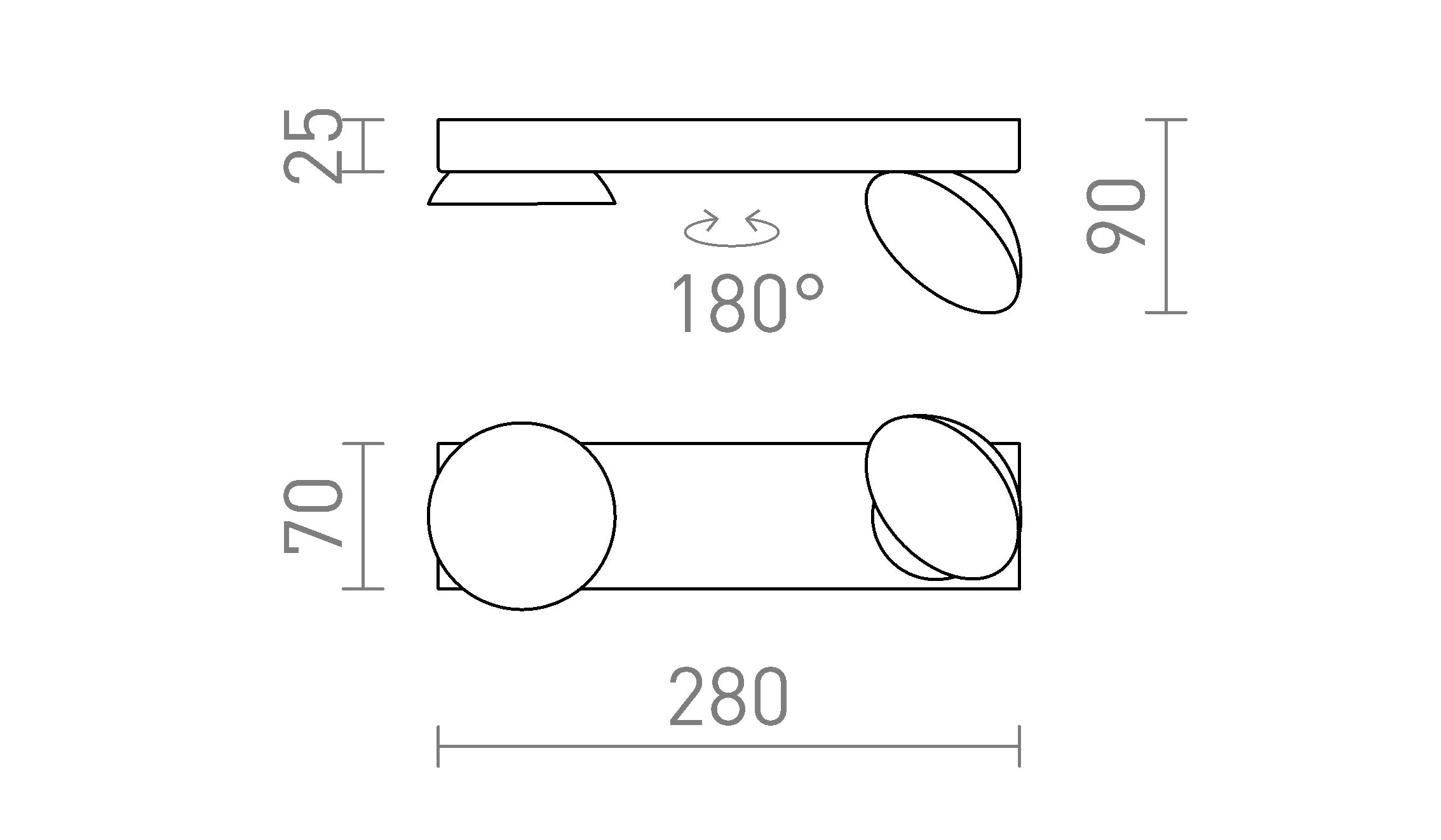 ELISEO II natynkowa lampa - Product sketch