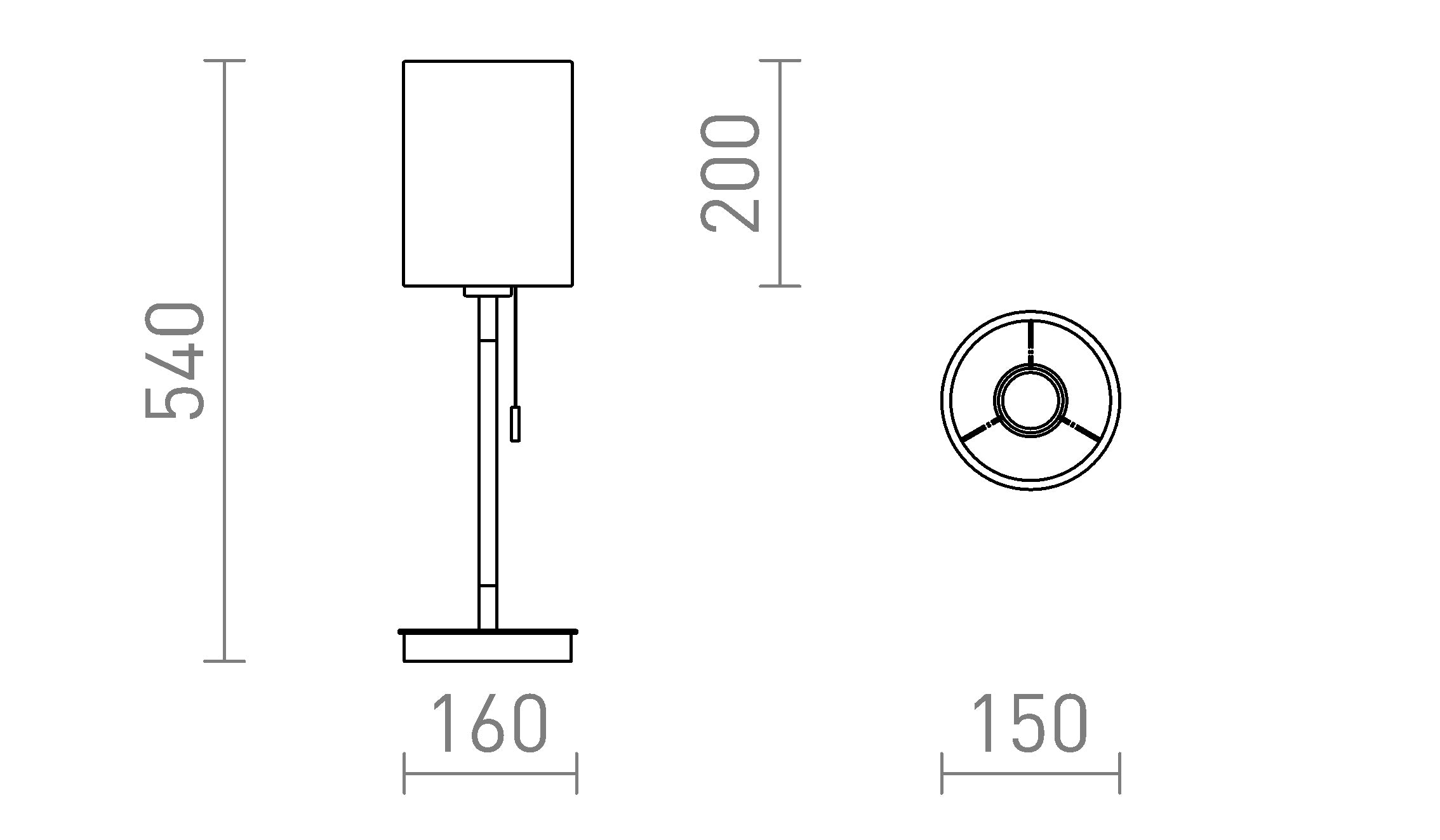 KEITH/RON 15/20 table with USB - Product sketch