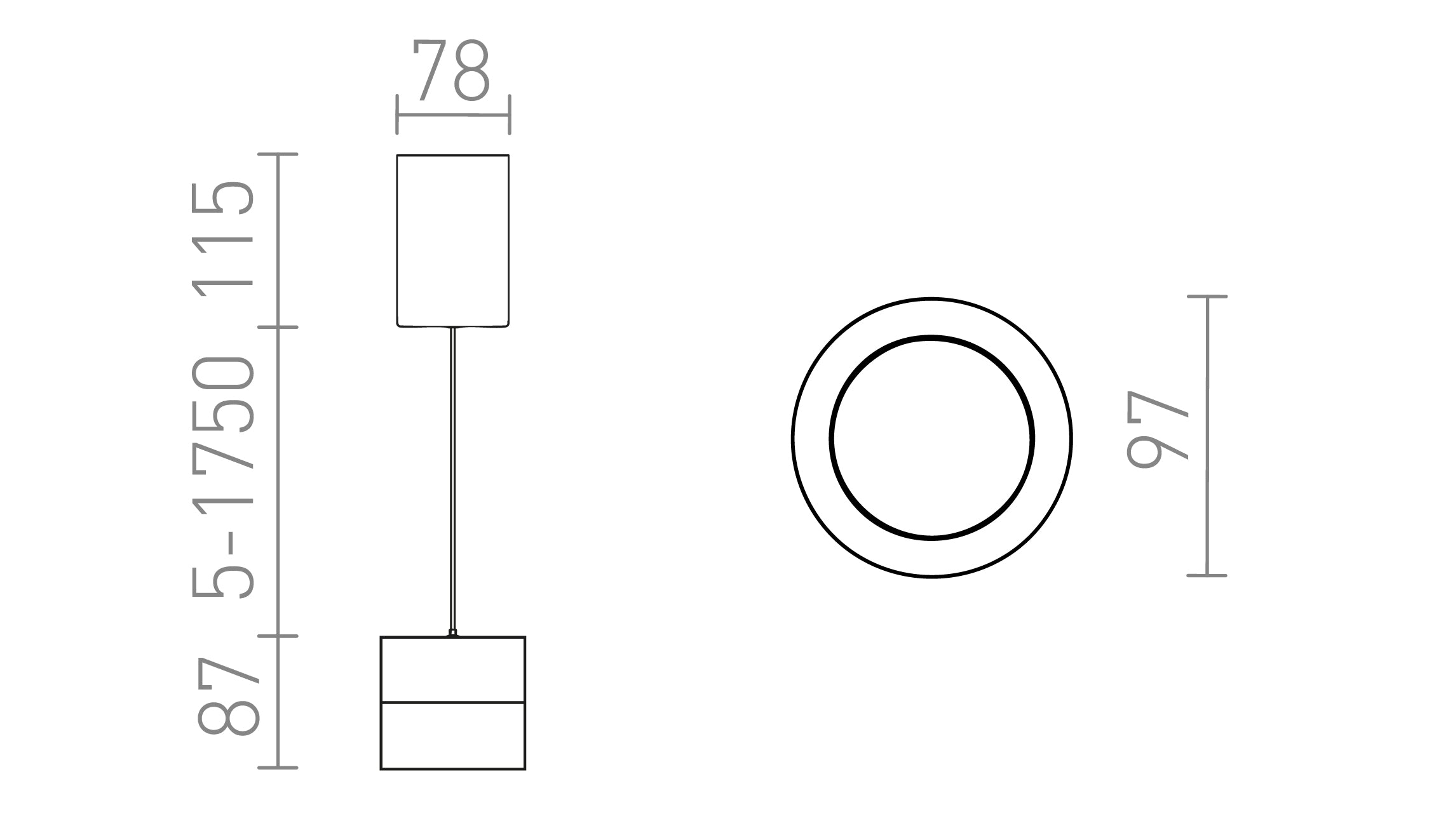JUNIPER height adjustable pendant lamp - Product sketch