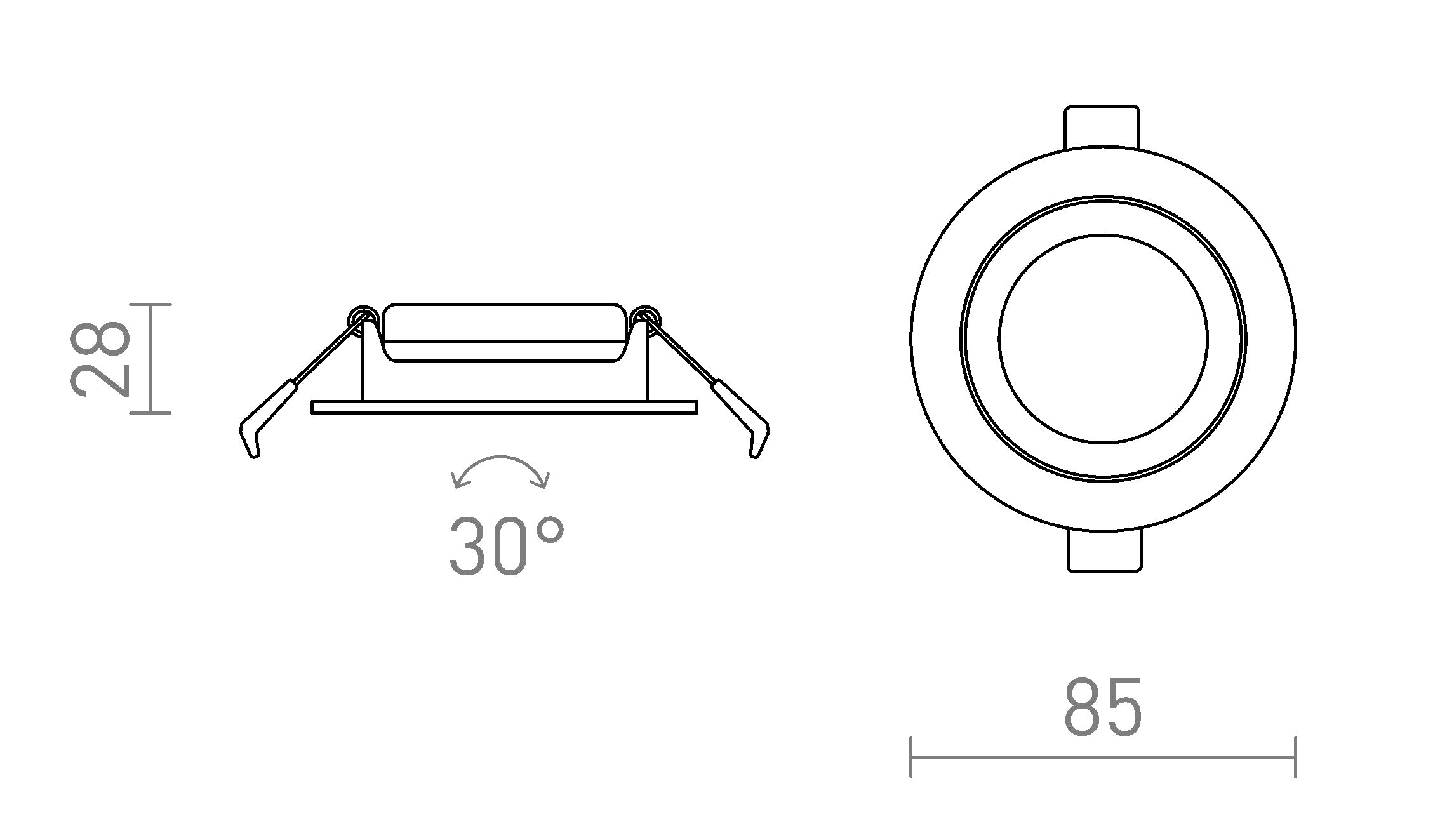 JADE DIMM TO WARM recessed lamp - Product sketch