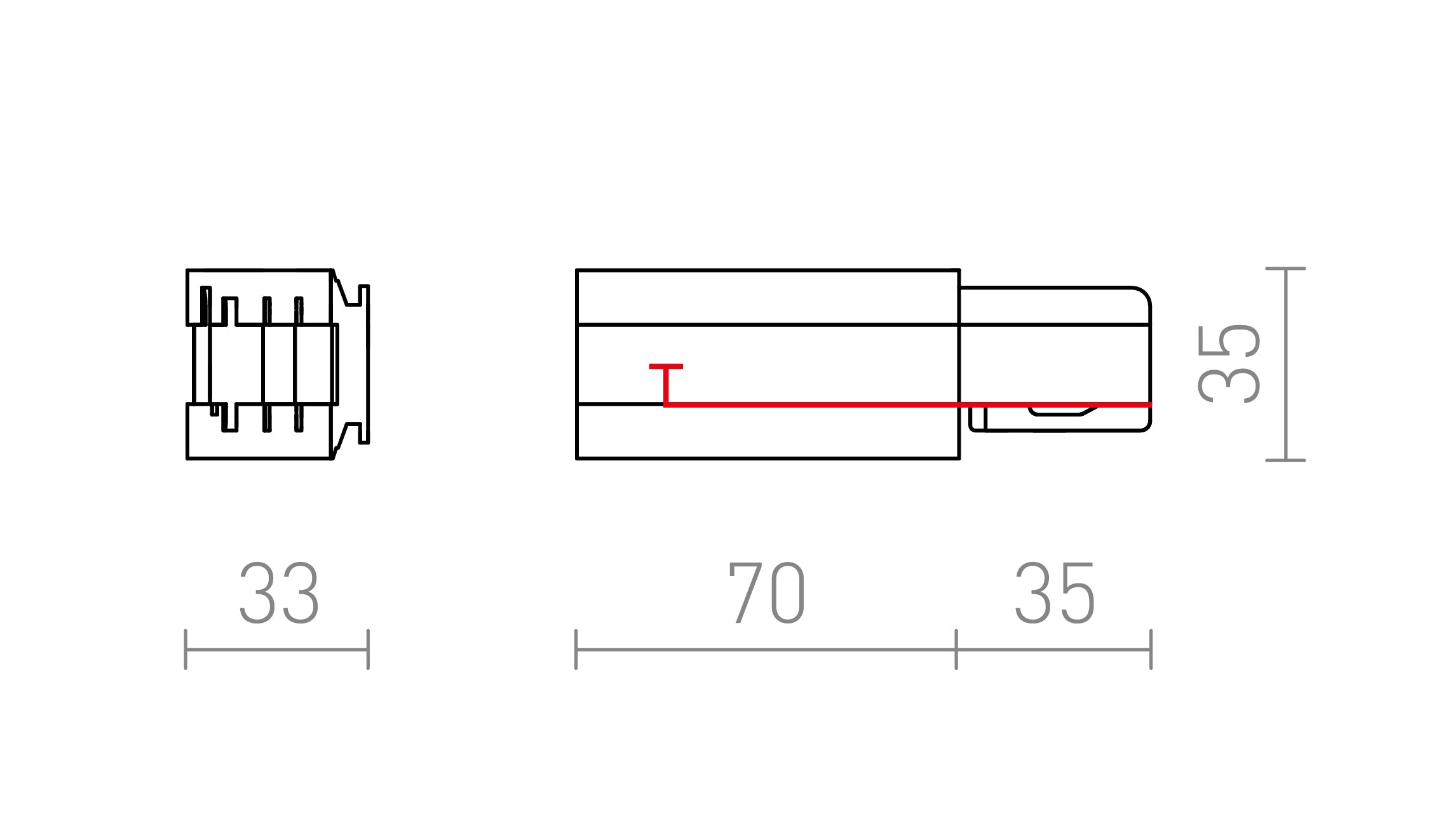 EUTRAC FEED-IN (POLARITY LEFT) - Product sketch