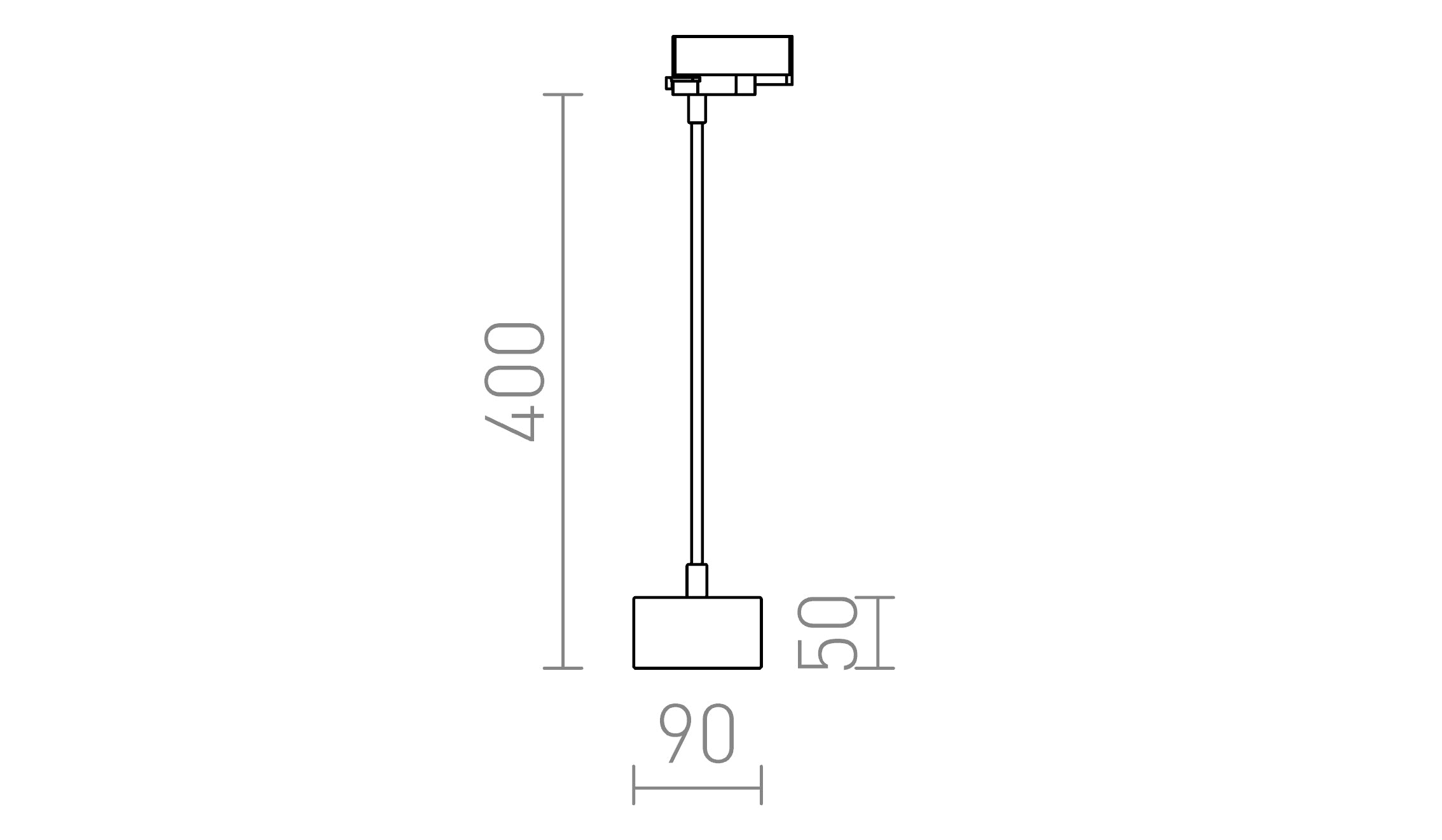 PIXIE ON GOOSE NECK FOR 3-CIRCUIT TRACK - Product sketch