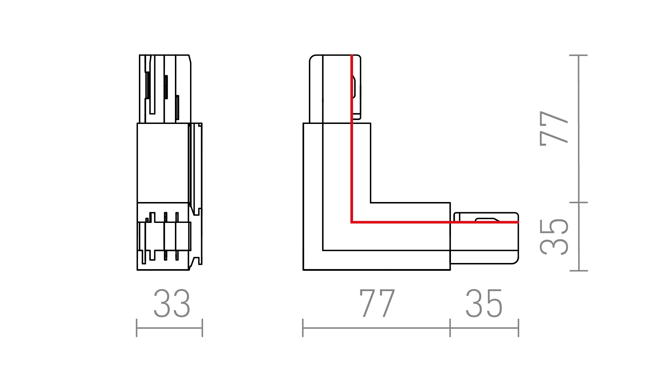 EUTRAC L-CONNECTOR (INNER POLARITY) - Product sketch