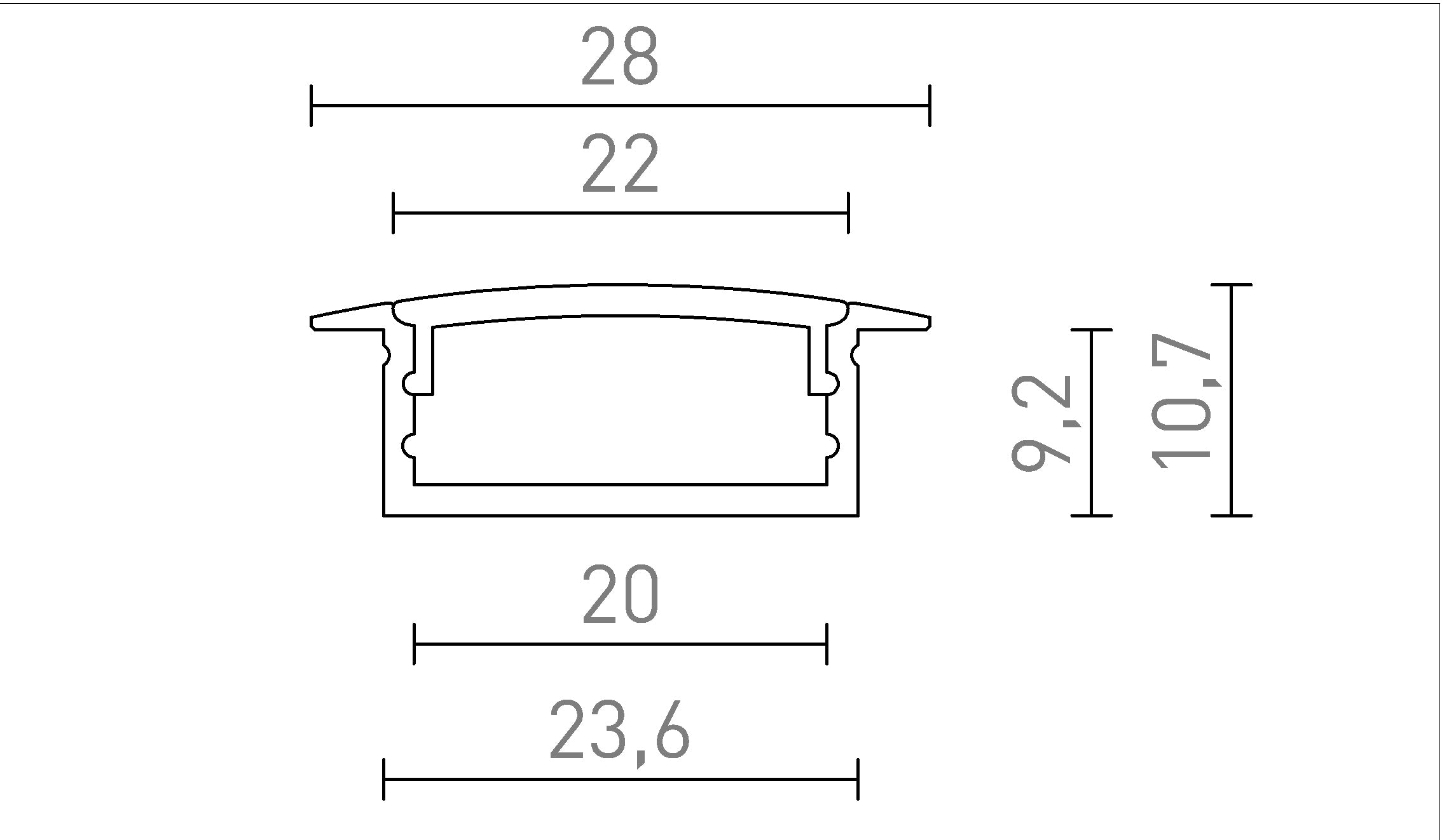 LED PROFILE A RECESSED - Product sketch
