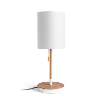RENDL table lamp KEITH/RON 15/20 table with USB  Polycotton white/beech 230V LED E27 15W R14036 1