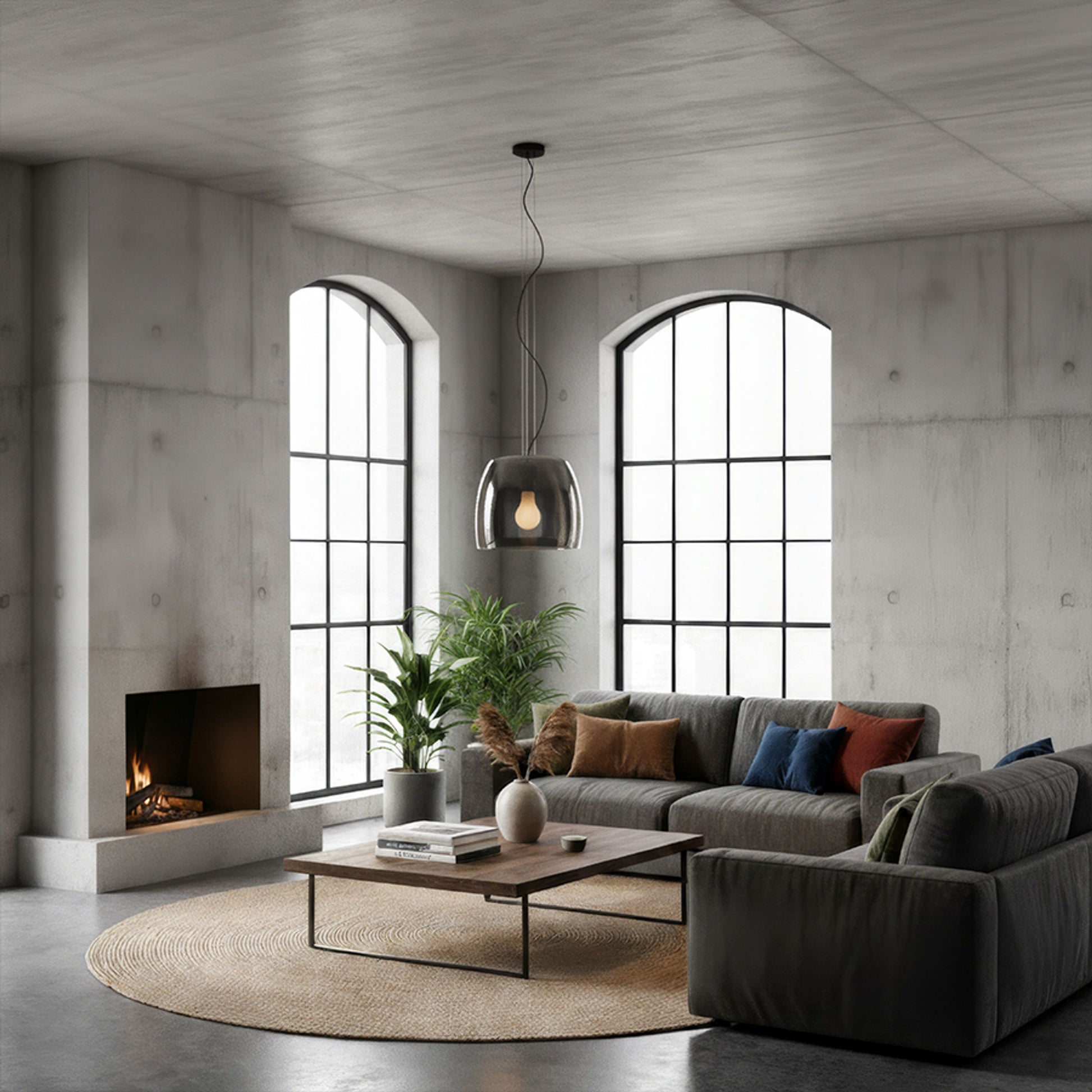 RENDL pendant lamp ORLANDO 35 pendant smoke-colored glass/black 230V LED E27 24W R14396 4