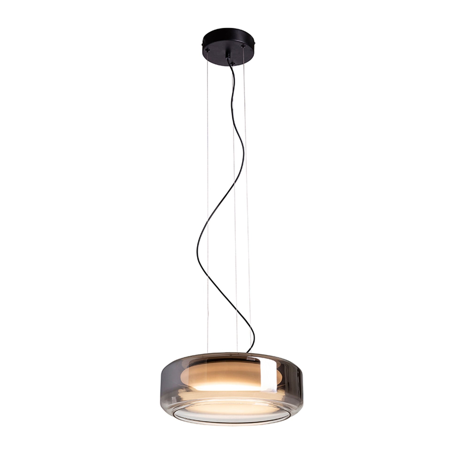 RENDL pendant lamp NAOMI 35 pendant  smoke-colored glass/frosted glass/black 230V LED 18W  3000K R14400 11